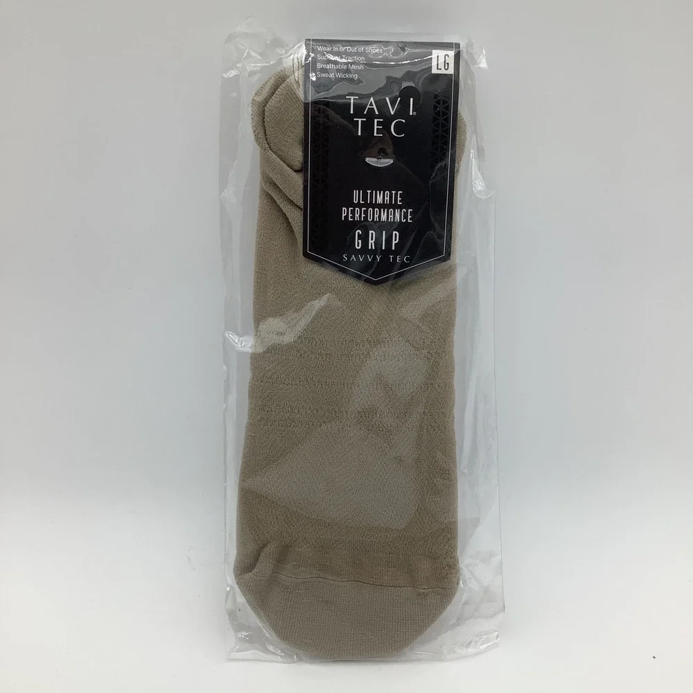 Tavi Tec‎ Savvy Tec Ultimate Performance Grip Socks Shitake Tan Size Large New